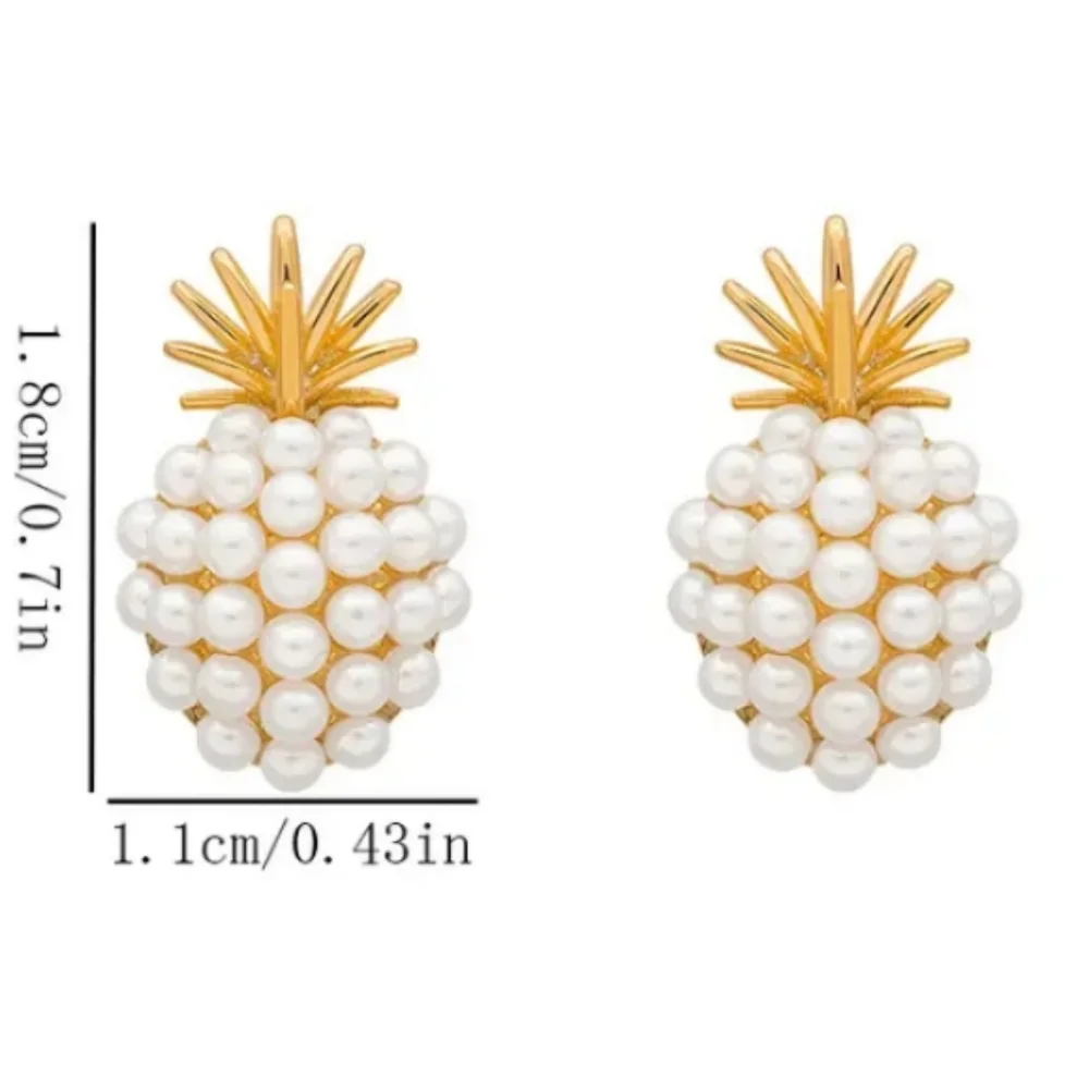 Elegant Gold and Cream Pineapple Earrings